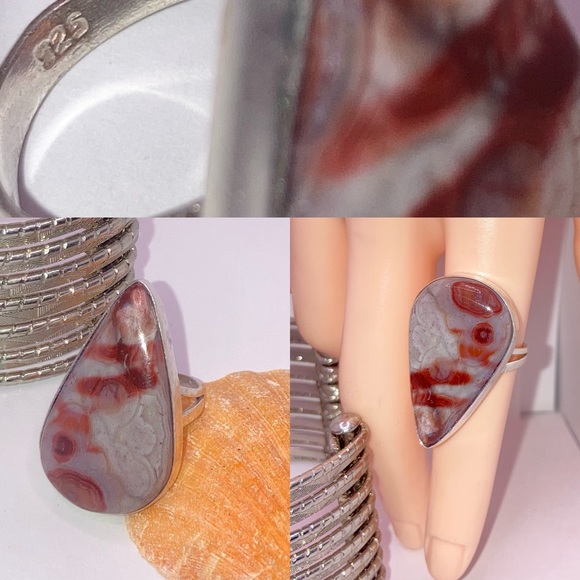 Mexican Laguna Agate Gemstone Handmade Boho Ring - Picture 5 of 5